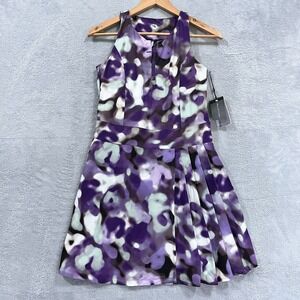 TRAJ3CTORY‎ Mini Dress Medium Active Tennis Front Zip Pleated Skirt NWT Purple